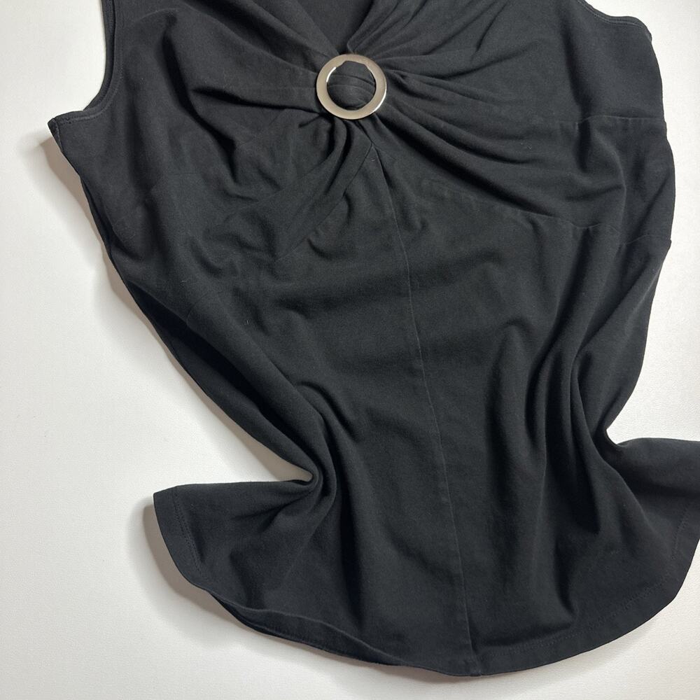 Vintage  Nine West Ring Detail Black Sleeveless Top XL Stretch Minimalist Y2K EC - Picture 6 of 9